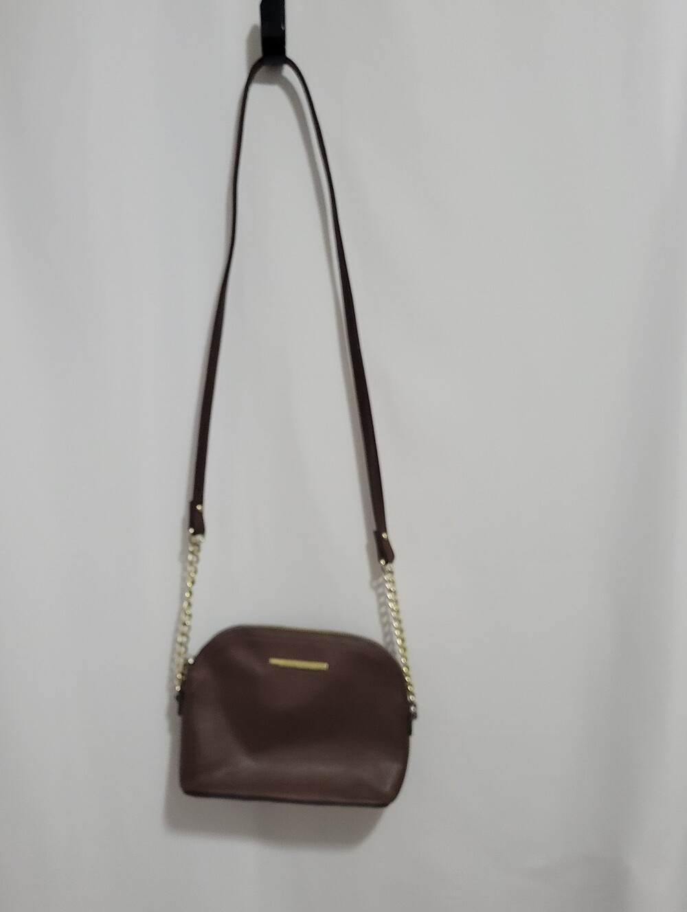 Steve Madden Brown Dome Crossbody Bag with Gold Chain Accent